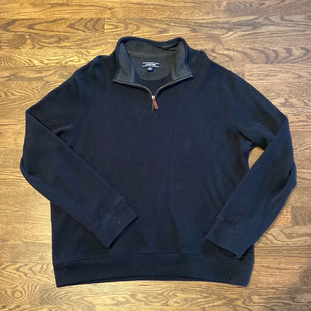 Men’s LAND’s End quarter zip pullover XL navy